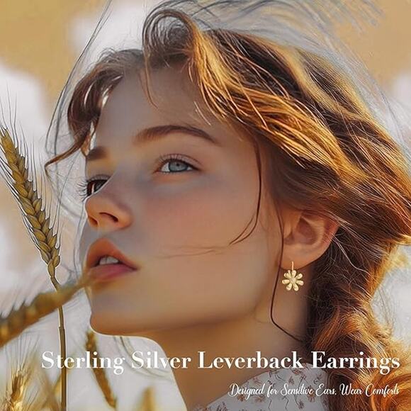 925 Sterling18K White Gold Plated Leverback Drop Dangle Earrings for Women - Picture 5 of 5